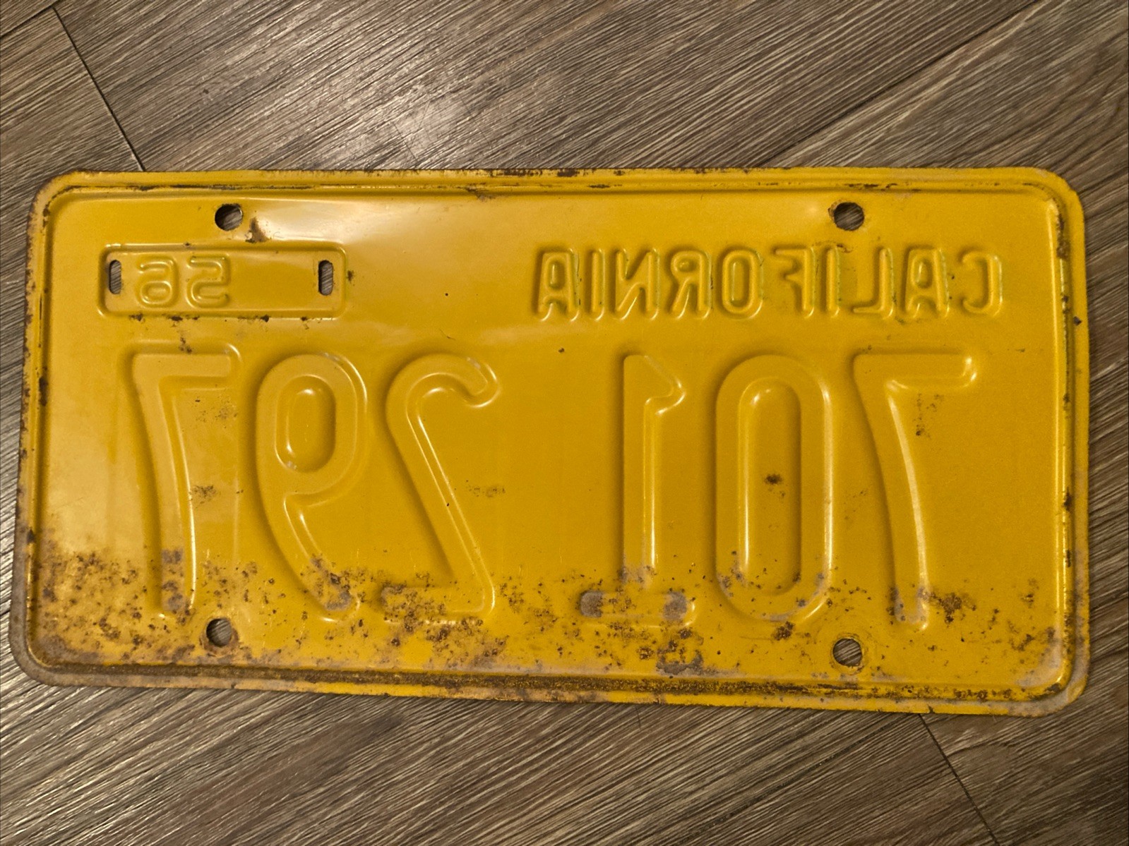 Vintage California CA License Plate 1956 Yellow Black 1962 Tag USA!