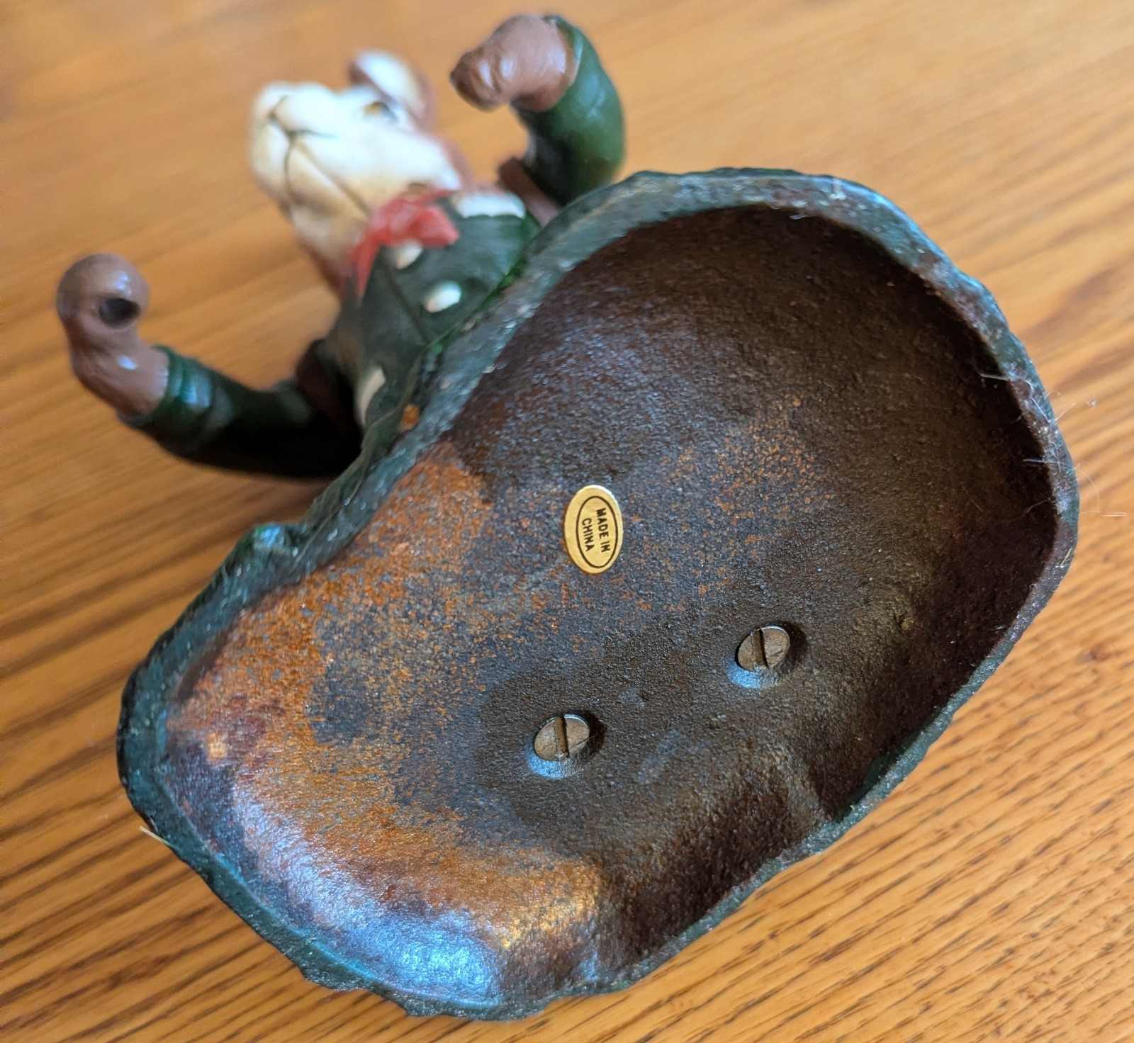 Vintage Cast Iron Door Stop Garden Figurine Rabbit Painted Bunny Easter 9"