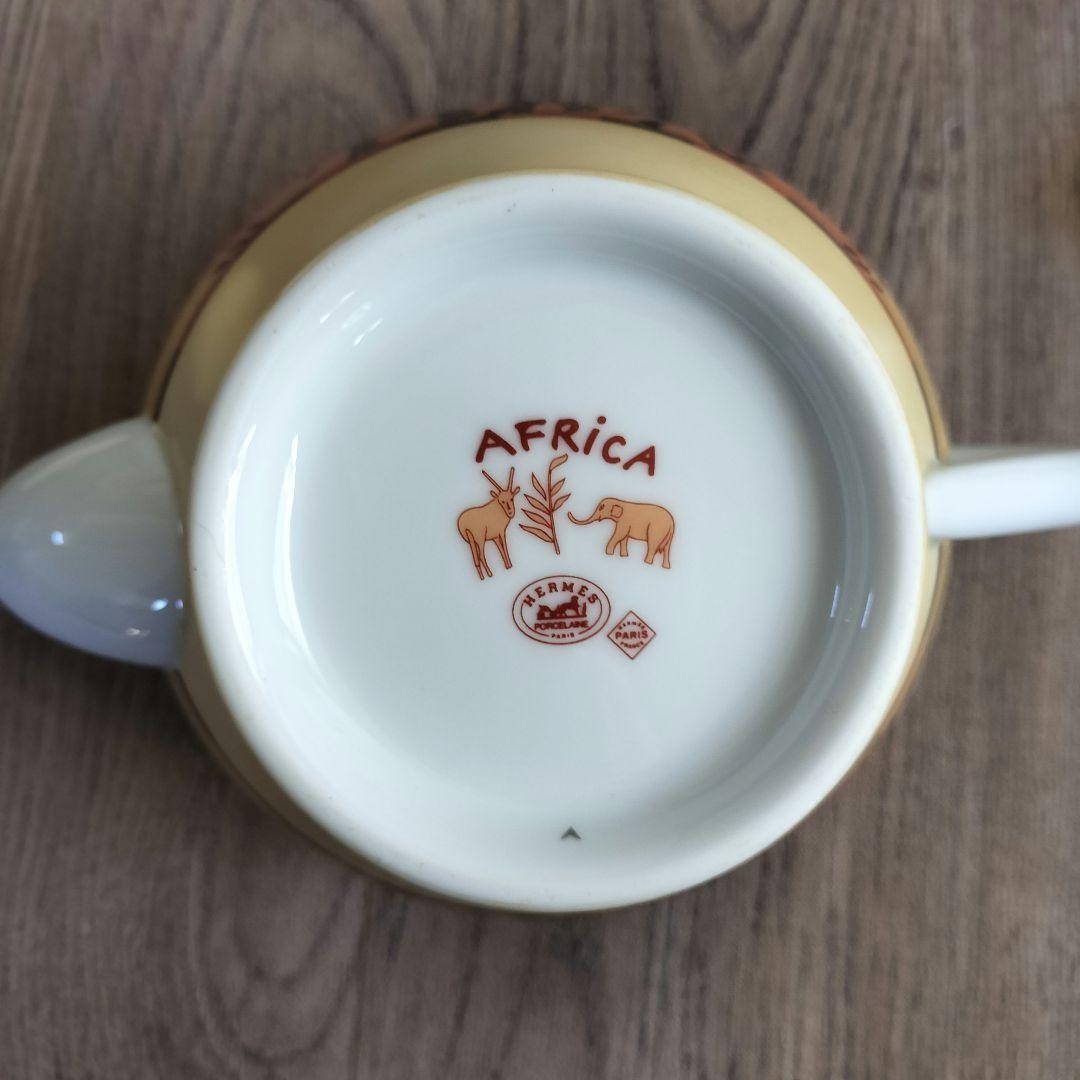 Hermes Paris Tea Pot Africa Orange Porcelain Tableware near mint gift