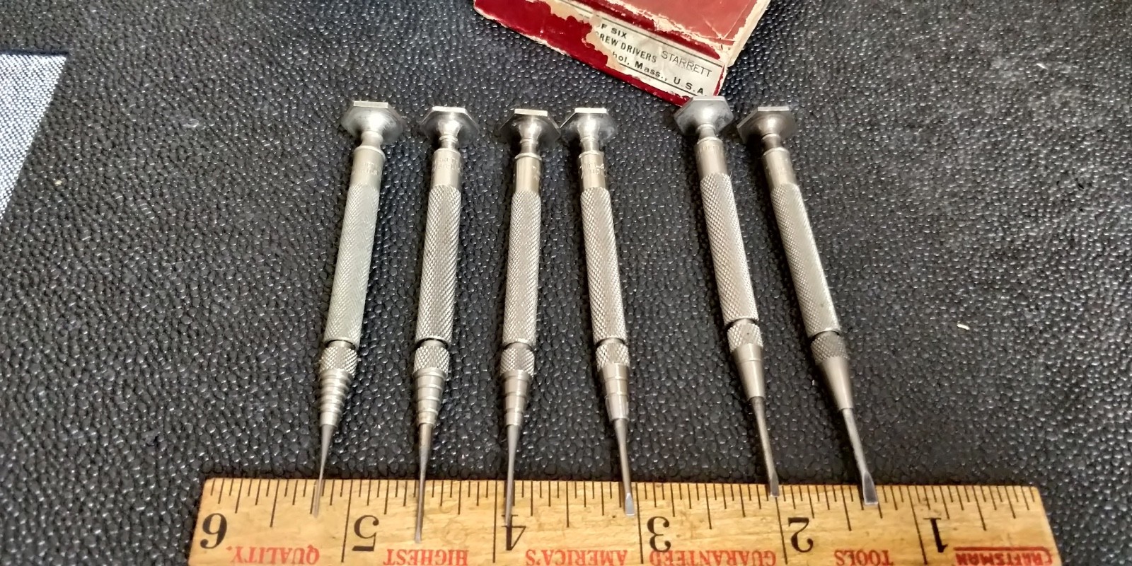 FULL SET Vintage The L.S. Starrett Co. S555-6 Jewelers6 Piece Screwdriver Set