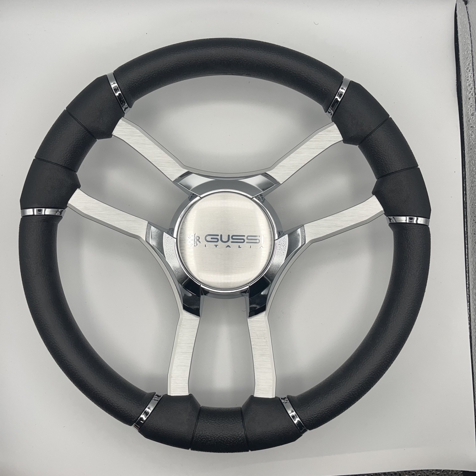 Malera Boat Steering Wheel Brushed Alum Spoke | Gussi Italia Center Cap