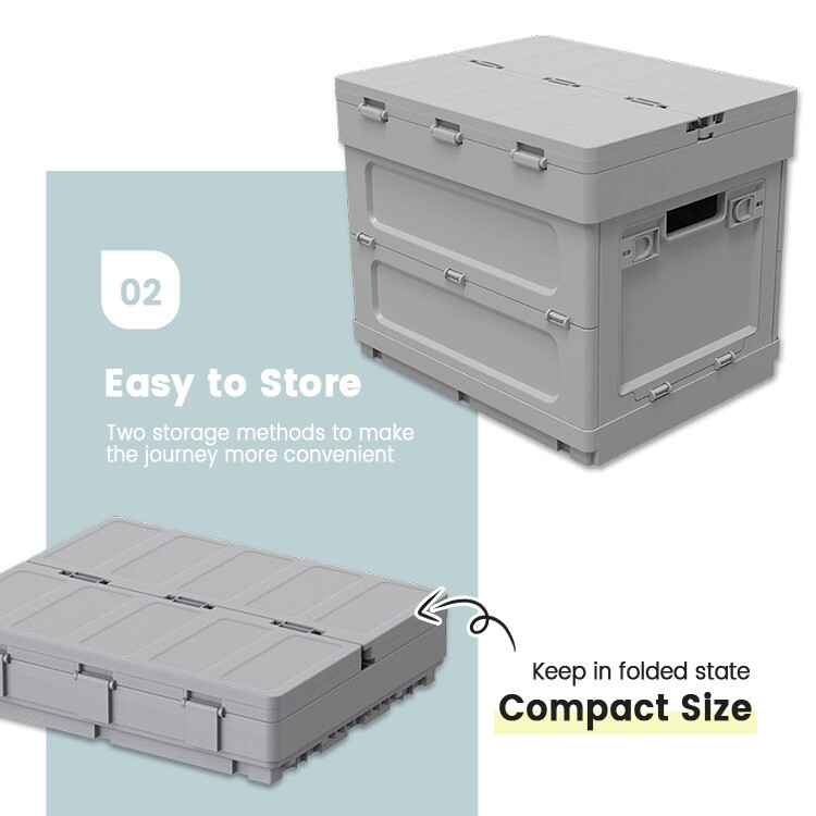 Folding Storage Camping Box with Table, 3 in 1 Lightweight Camp Storage Box