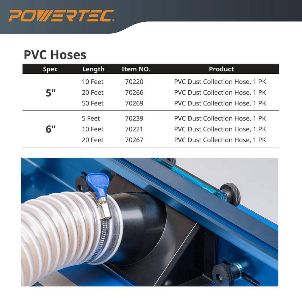 POWERTEC Dust Collection Hose Flexible PVC Clear Color 4 in. Dia. x 10 ft. Long