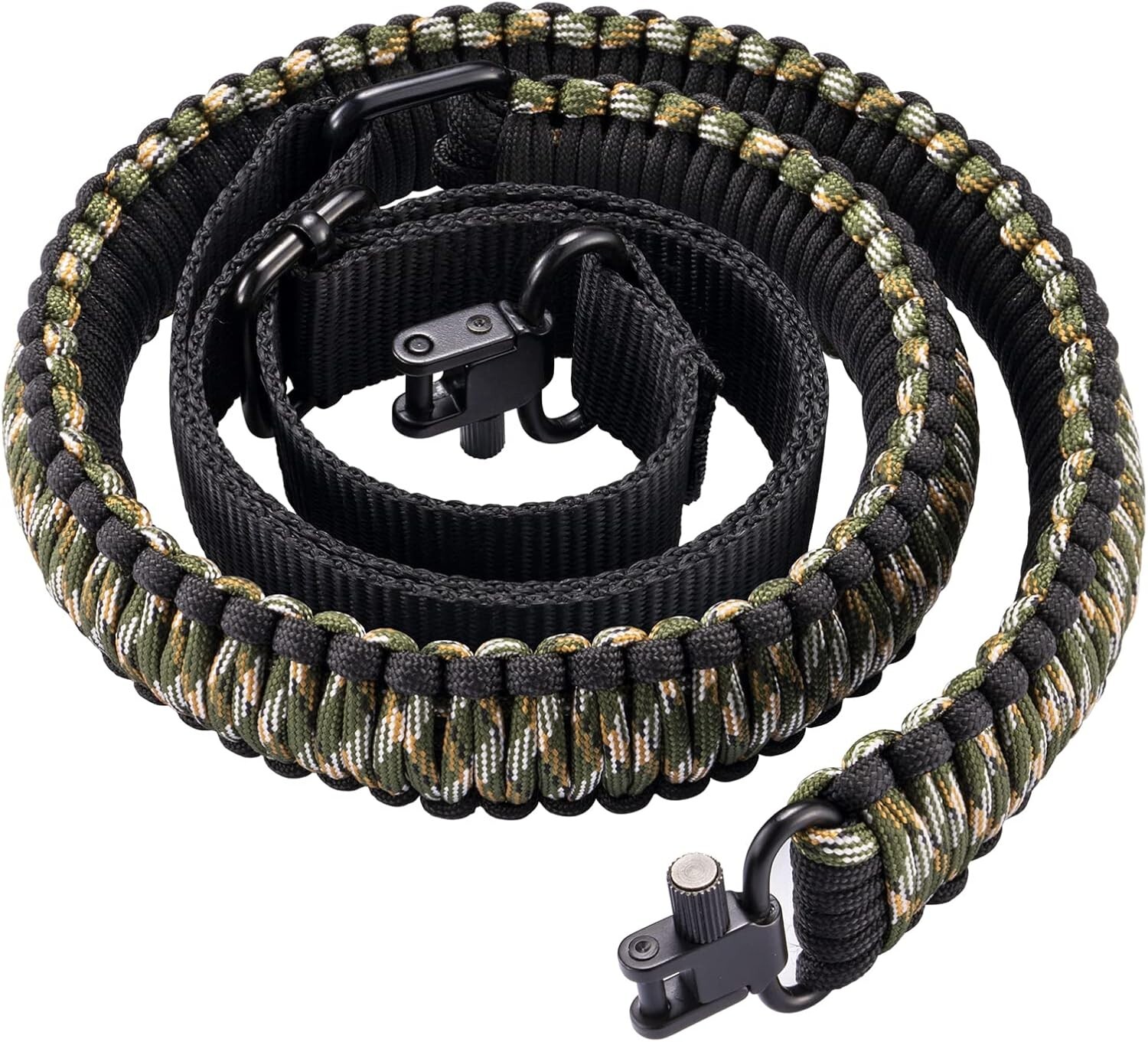 Tactical 550 Paracord Rifle Gun Sling Shotgun Crossbow 2 Point Adjustable Swivel