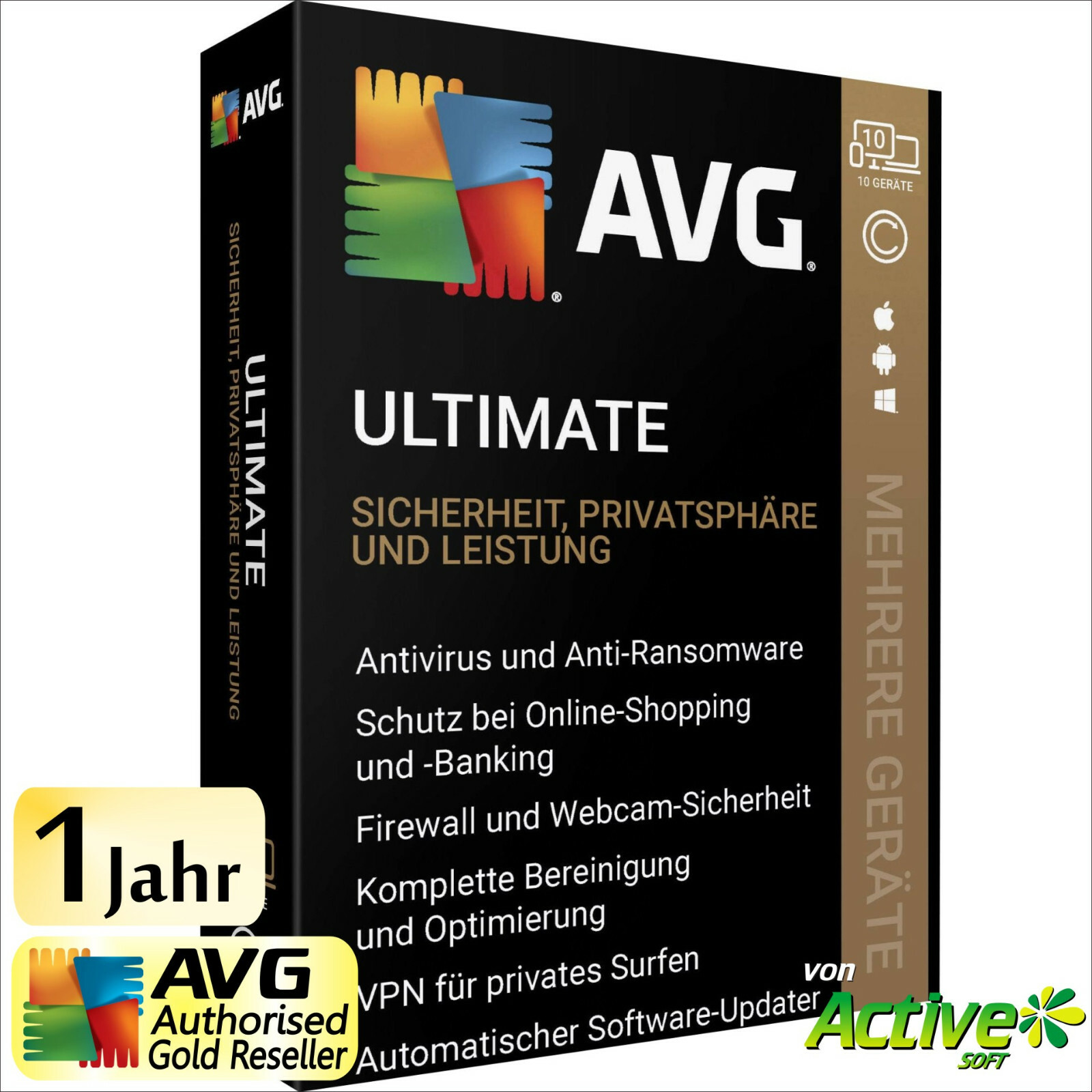 AVG ULTIMATE 2026 10 PC 1 Year | PC, Mac, Android | TuneUp, Antivirus, VPN DE