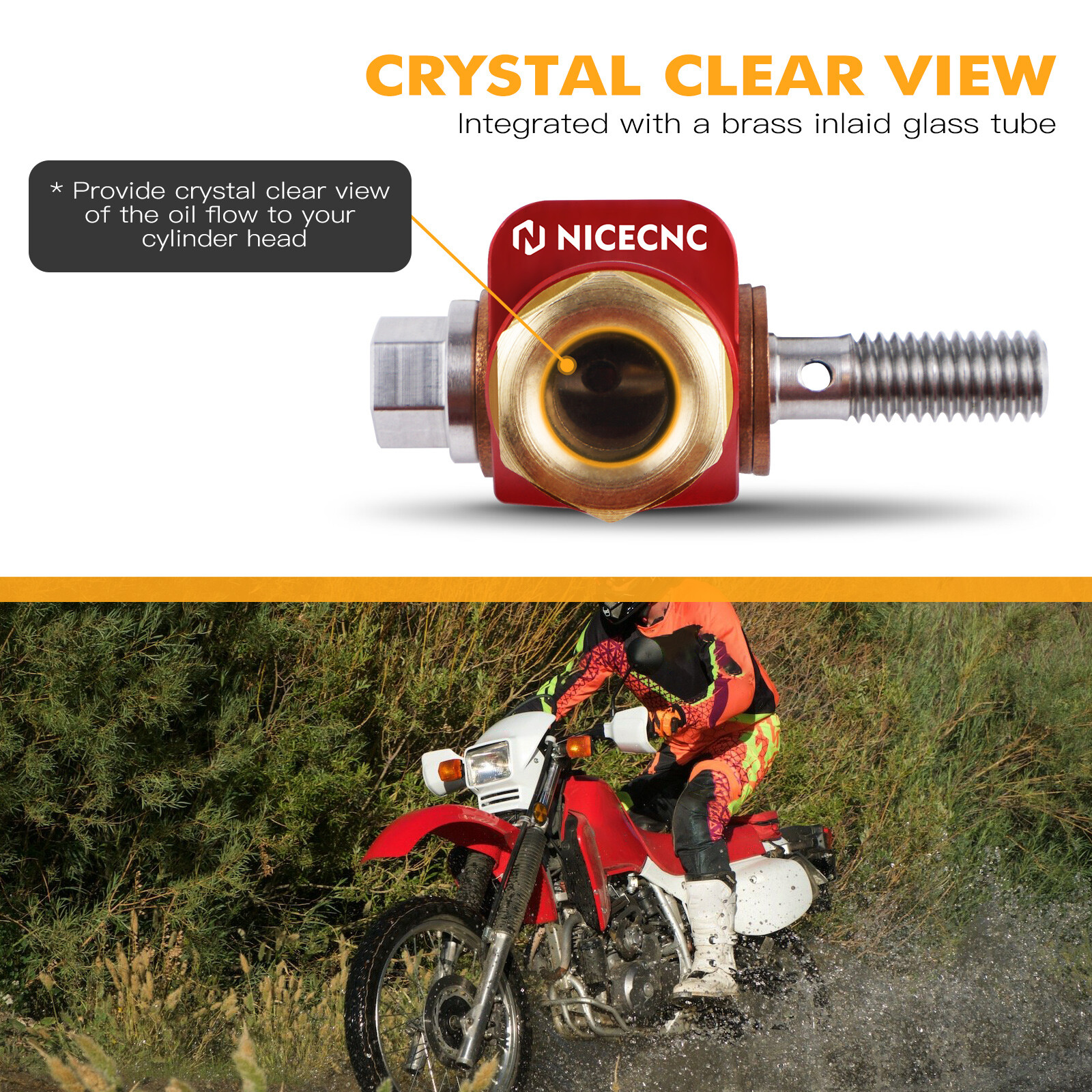 NICECNC Banjo Bolt Oil Sight Glass Screw Kit For Honda XR 650L XR 600R 1985-2025