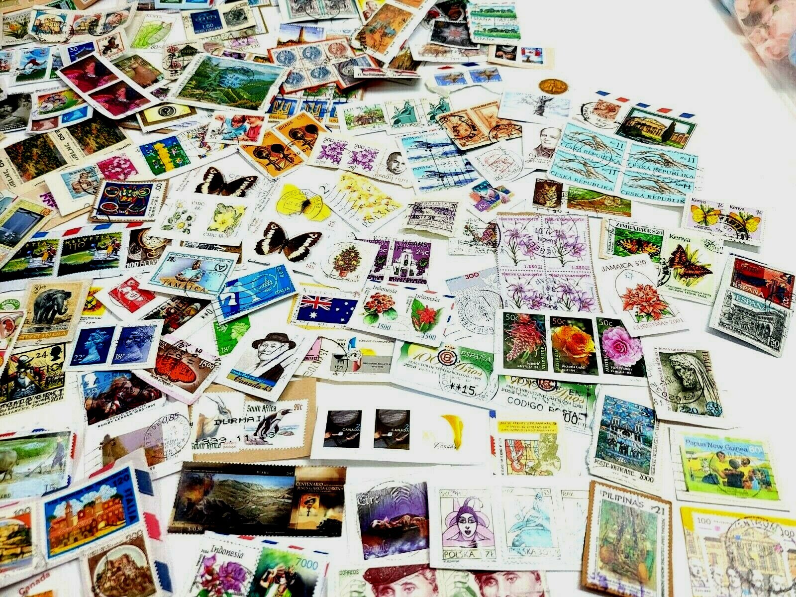 QUARTER POUND of FOREIGN Stamp KILOWARE Mix ON Paper