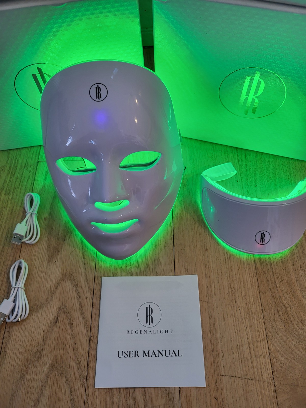 Regenalight Red Light Therapy Mask and Neck Piece. 7 light options in 1 mask.
