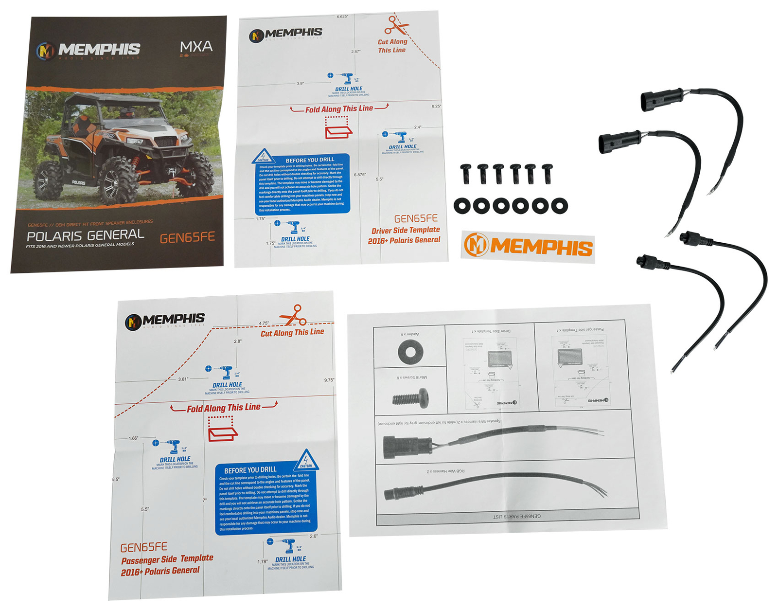 Pair Memphis Audio GEN65FE 75w RMS LED Speaker Pods For 2016+ Polaris General