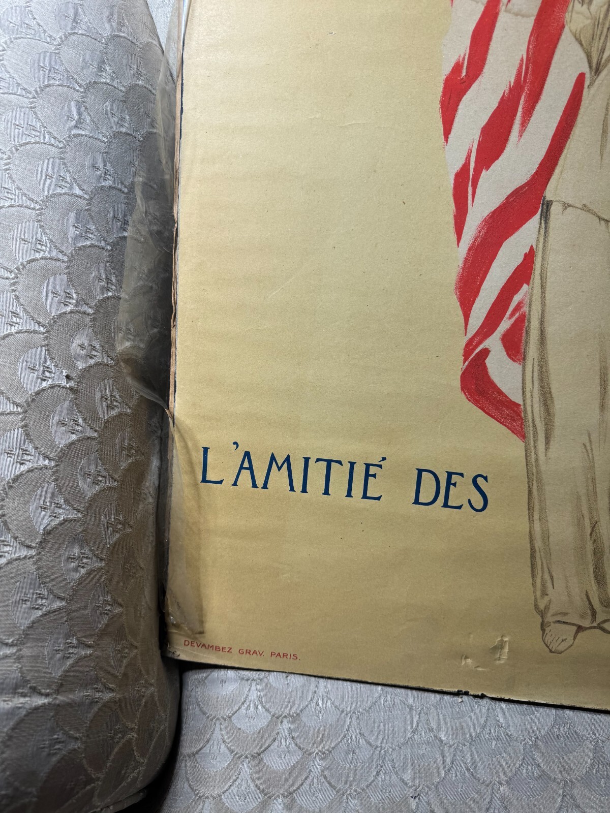 Rare Original WW1 "Croix Rouge Americaine, L'Amitie Des Etats Unis" Poster