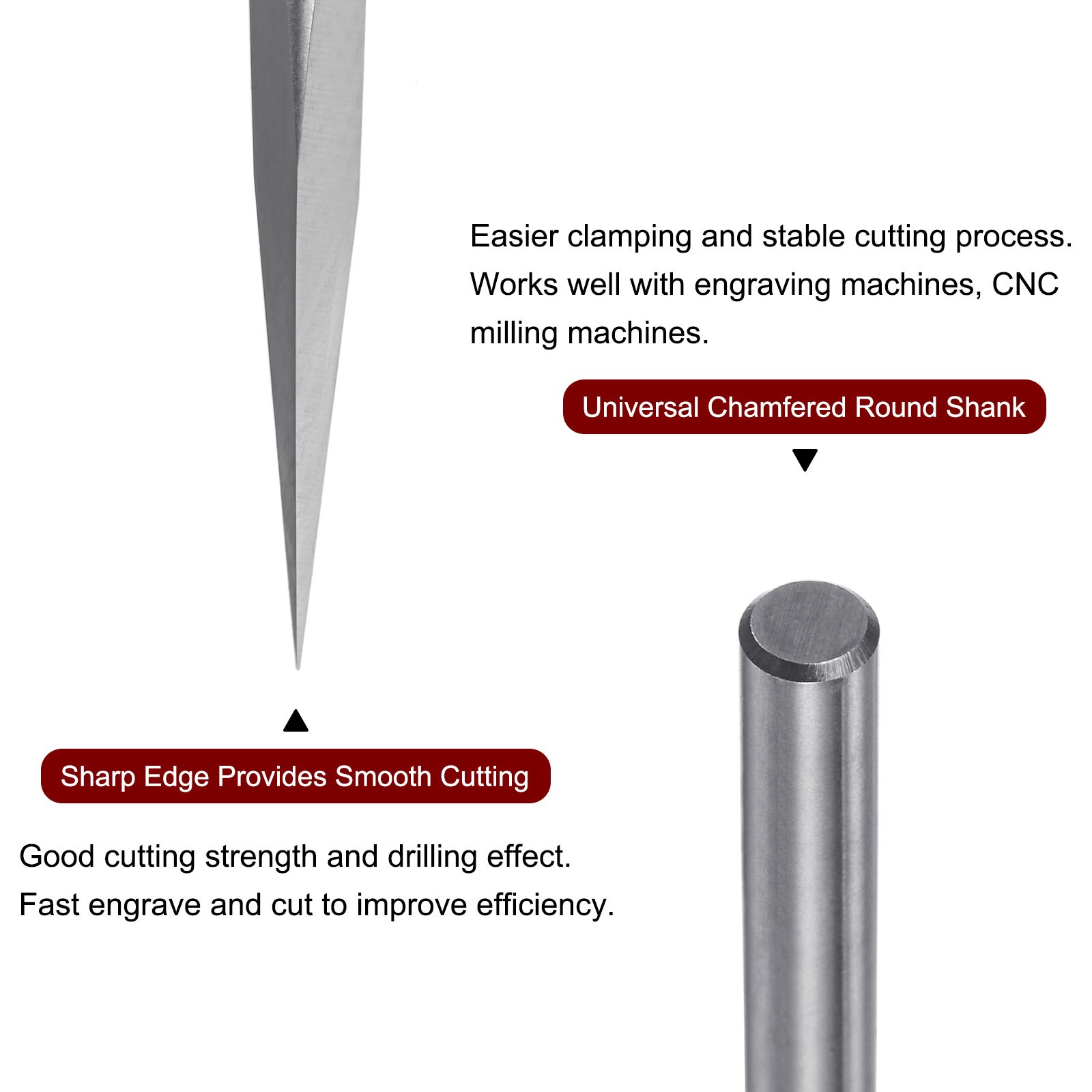 3.175mm Shank 0.1mm Tip 10 Degree Carbide Engraving CNC Bit with Plastic Box