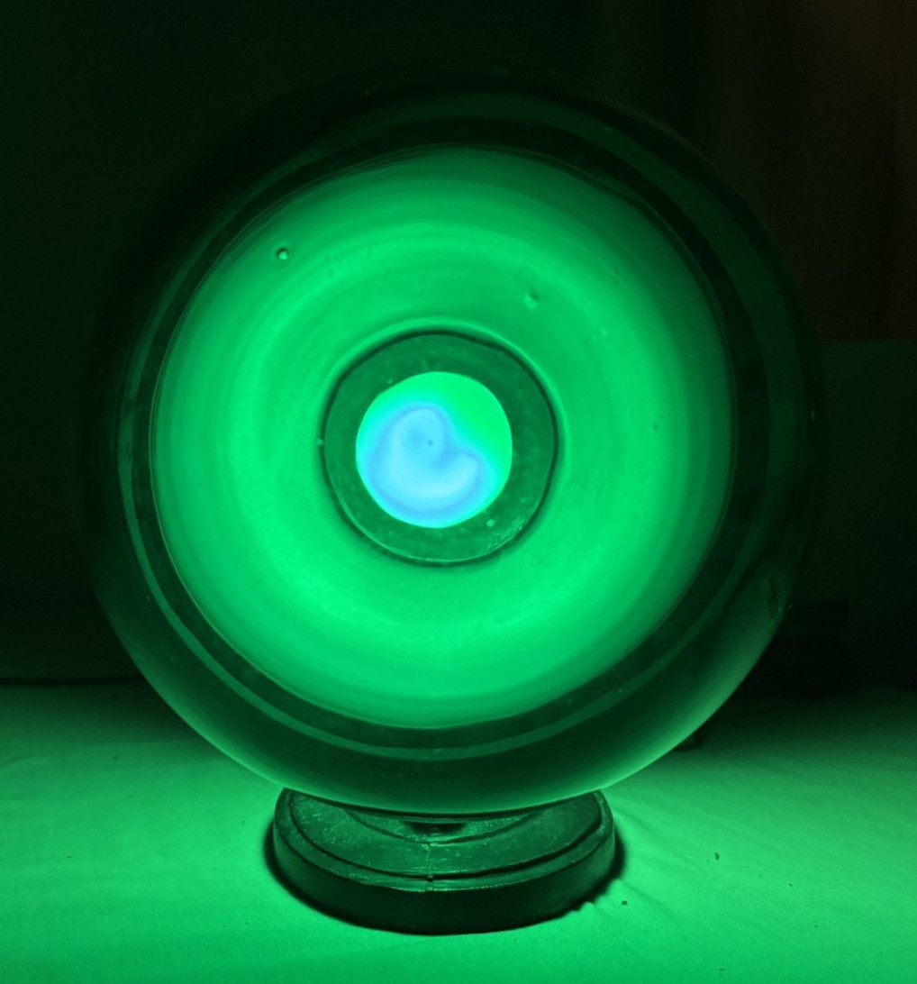 Exit Glass Light Shade Globe Vtg Wall Sconce Green Art Glass USA #L47