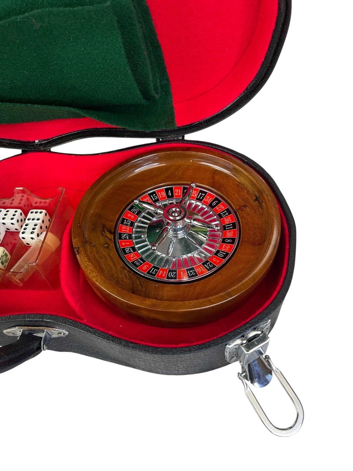 Roulette Wheel Game Set W/CASE 6.5'' Solid Wood Roulette Wheel, INCOMPLETE