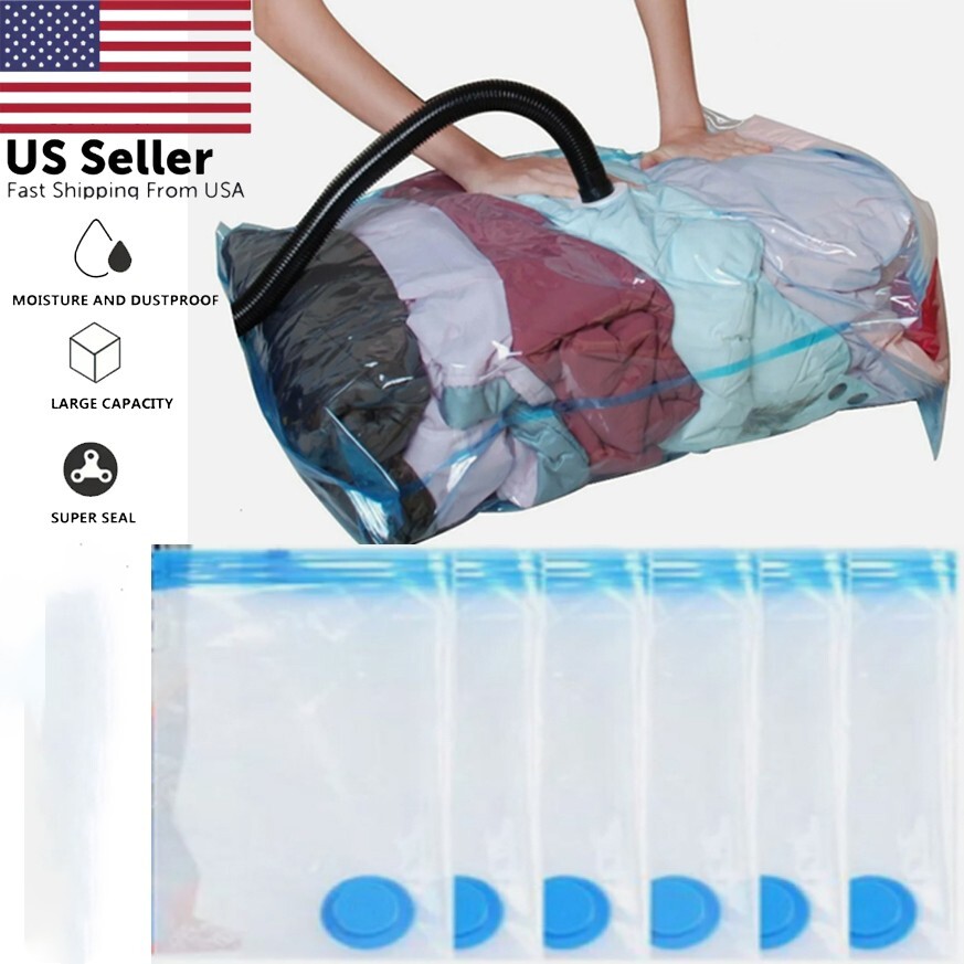 5 Jumbo Vacuum Storage Bags Travel Space Saver Organizer