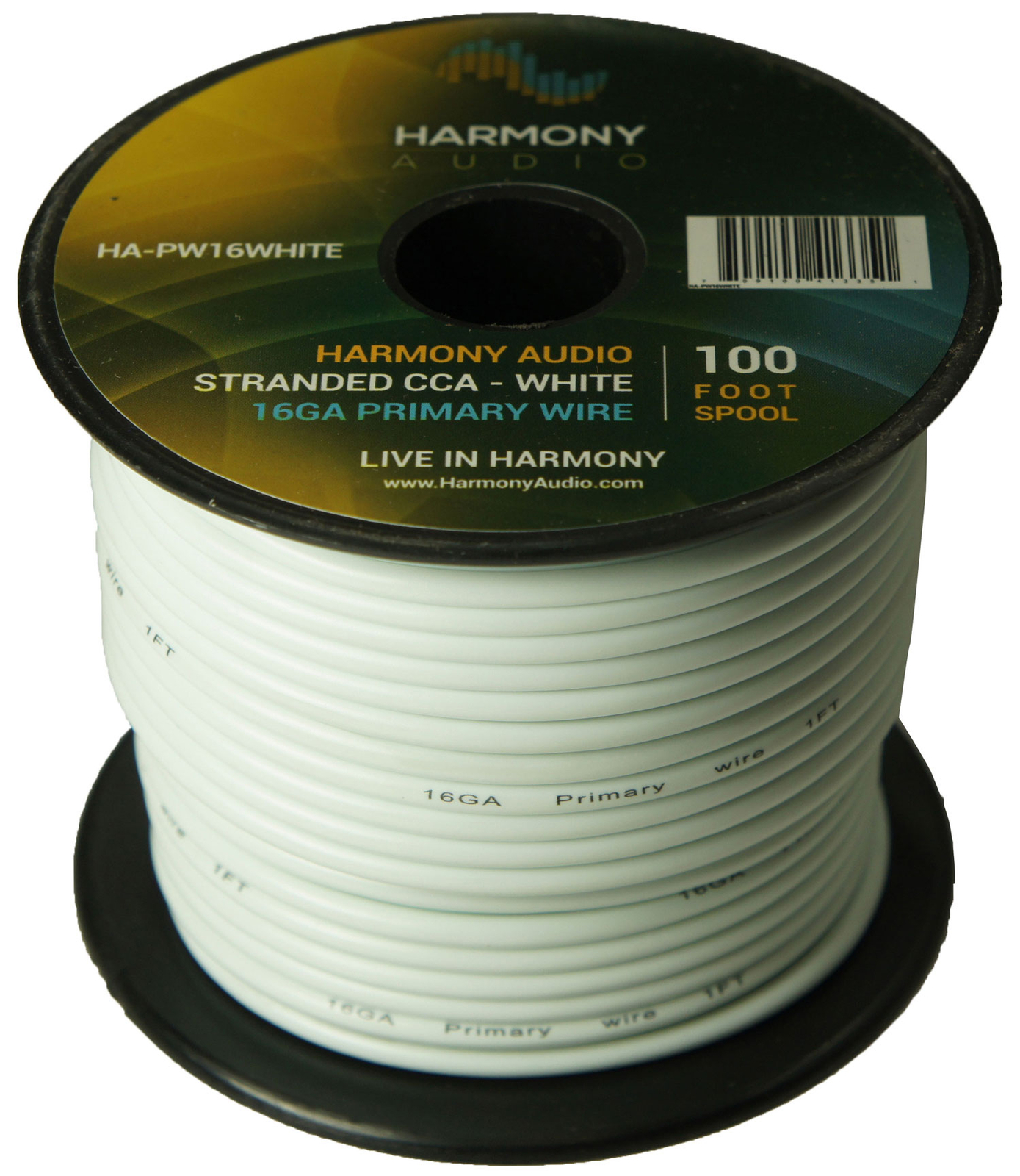 Harmony Car Primary 16 Gauge Power or Ground Wire 100 Feet Spool White Cable New
