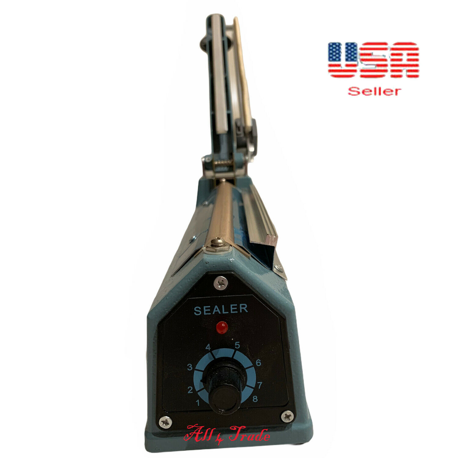 8" 200mm Impulse Seal Machine Wrap Heat Poly Bag Hand Sealer, 2 element + 2 PTFI