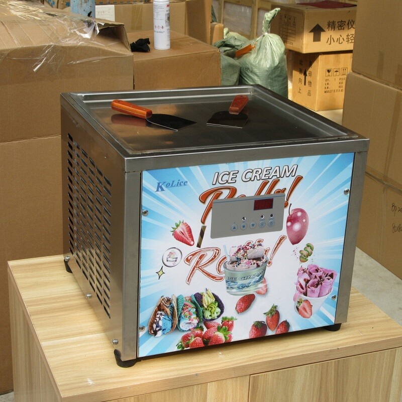 Kolice Desktop 18"x18" square pan fried ice cream machine roll ice cream machine