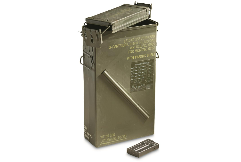 (3-Pack) PA156 81mm Mortar Ammo Can Surplus U.S Military Storage Metal Latch