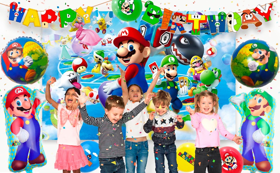 Super Mario Party Decoration Birthday Supplies Balloons Plates