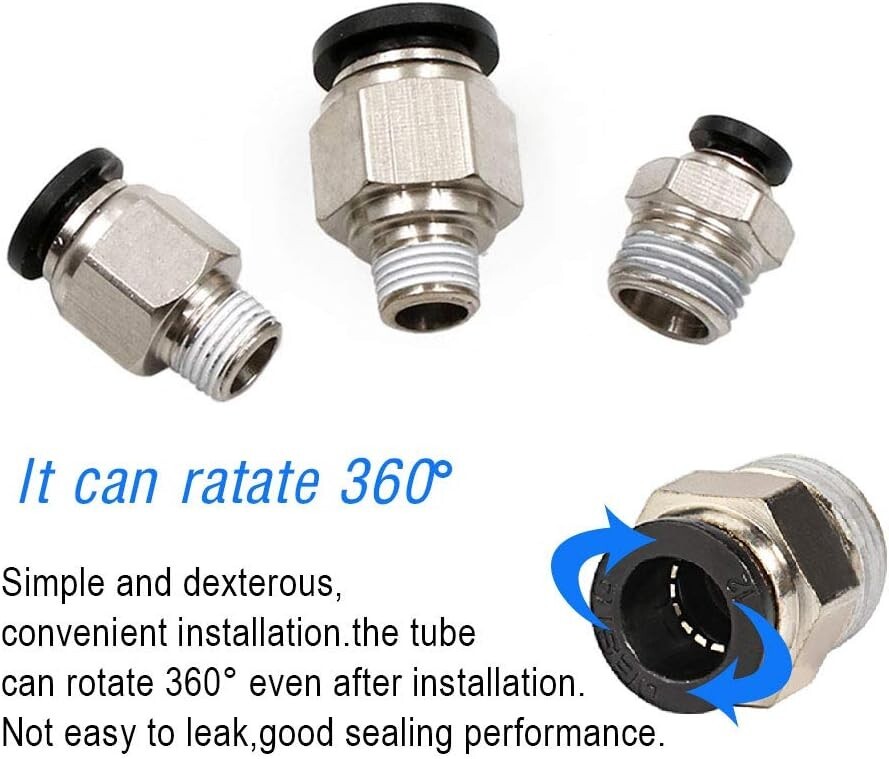 10 Pieces pneumatic 1/4" Tube x 3/8" NPT Male Connector Push to Connect fitting