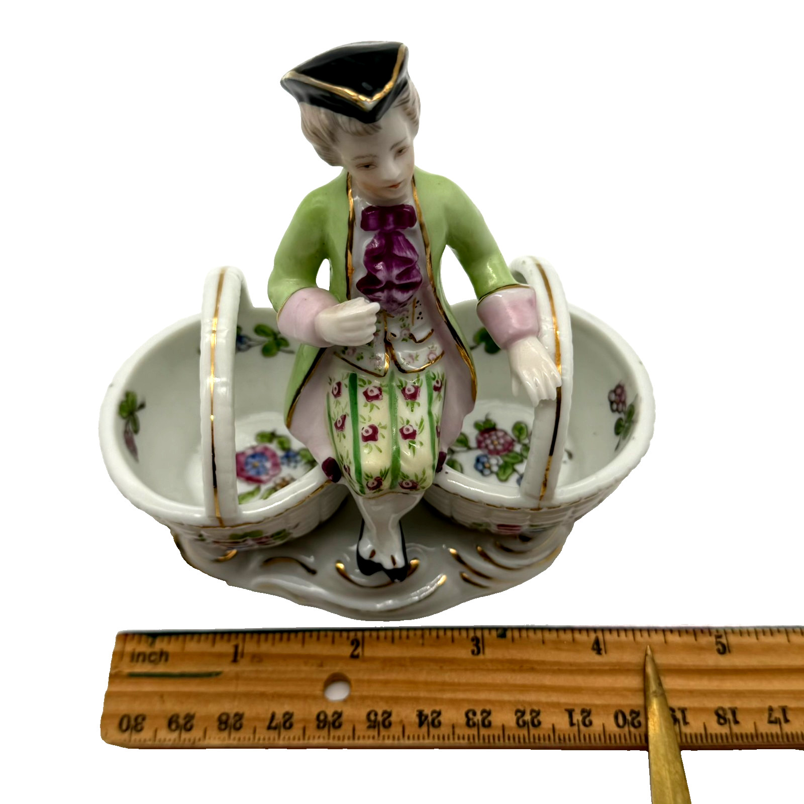 Andrea by Sadek Double Basket Porcelain Figurine Salt Cellars Occupied Japan