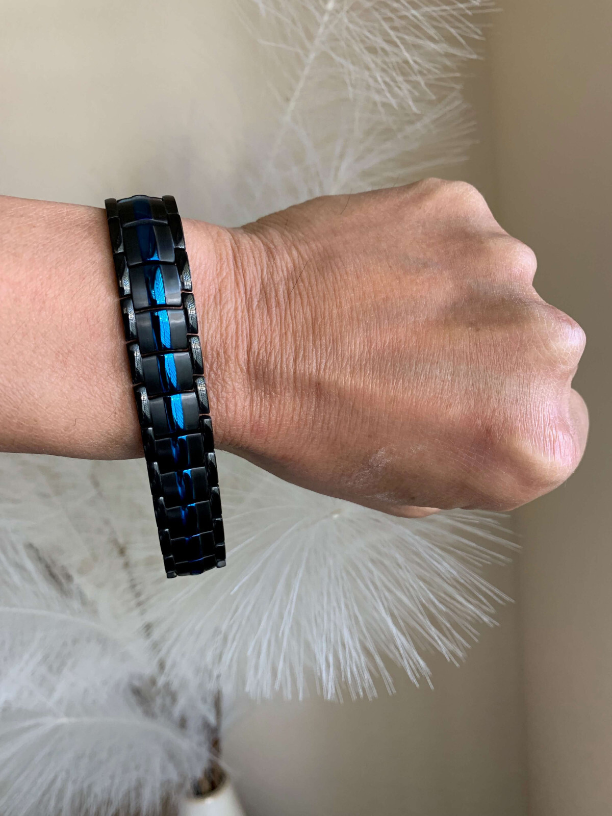 Elegant Blue Magnetic Bracelet Arthritis Pain Energy Balance Joy Great Gift Men