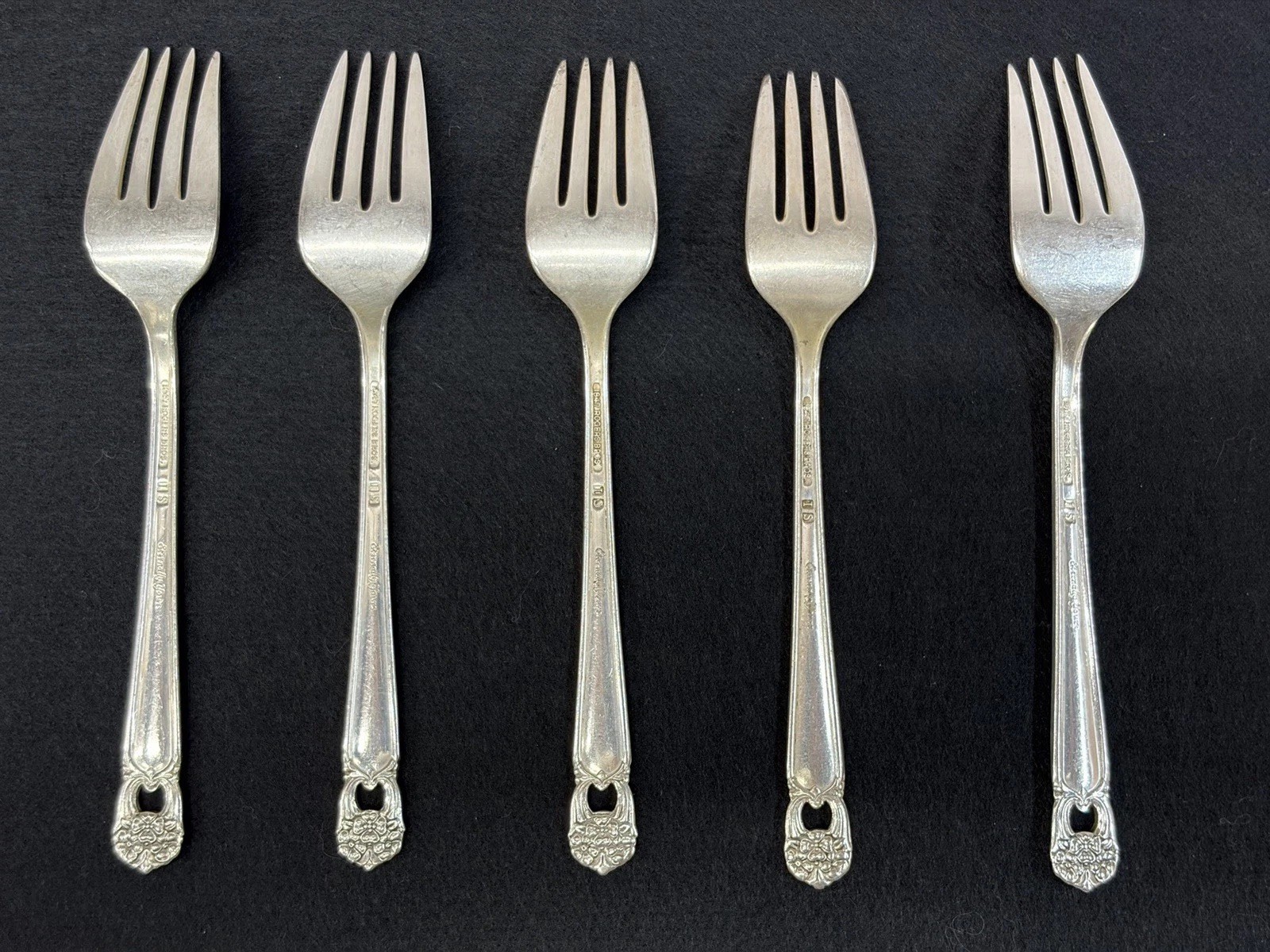 1847 Rogers Bros ETERNALLY YOURS Silver Plate Flatware 5 Salad/Dessert Forks