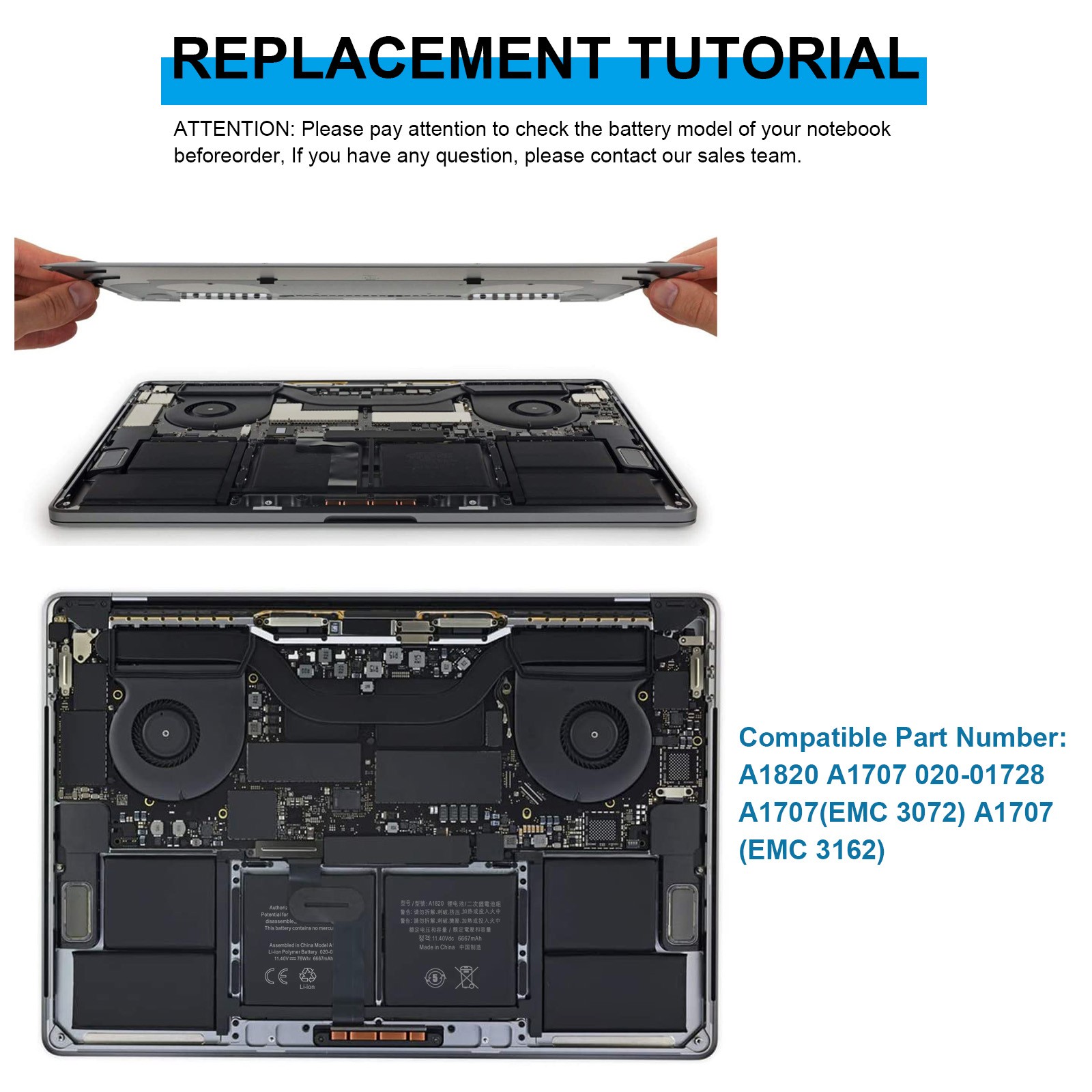 ✅LOT A1707 A1820 Battery for Apple Macbook Pro 15" Late 2016 Mid 2017 EMC 3162