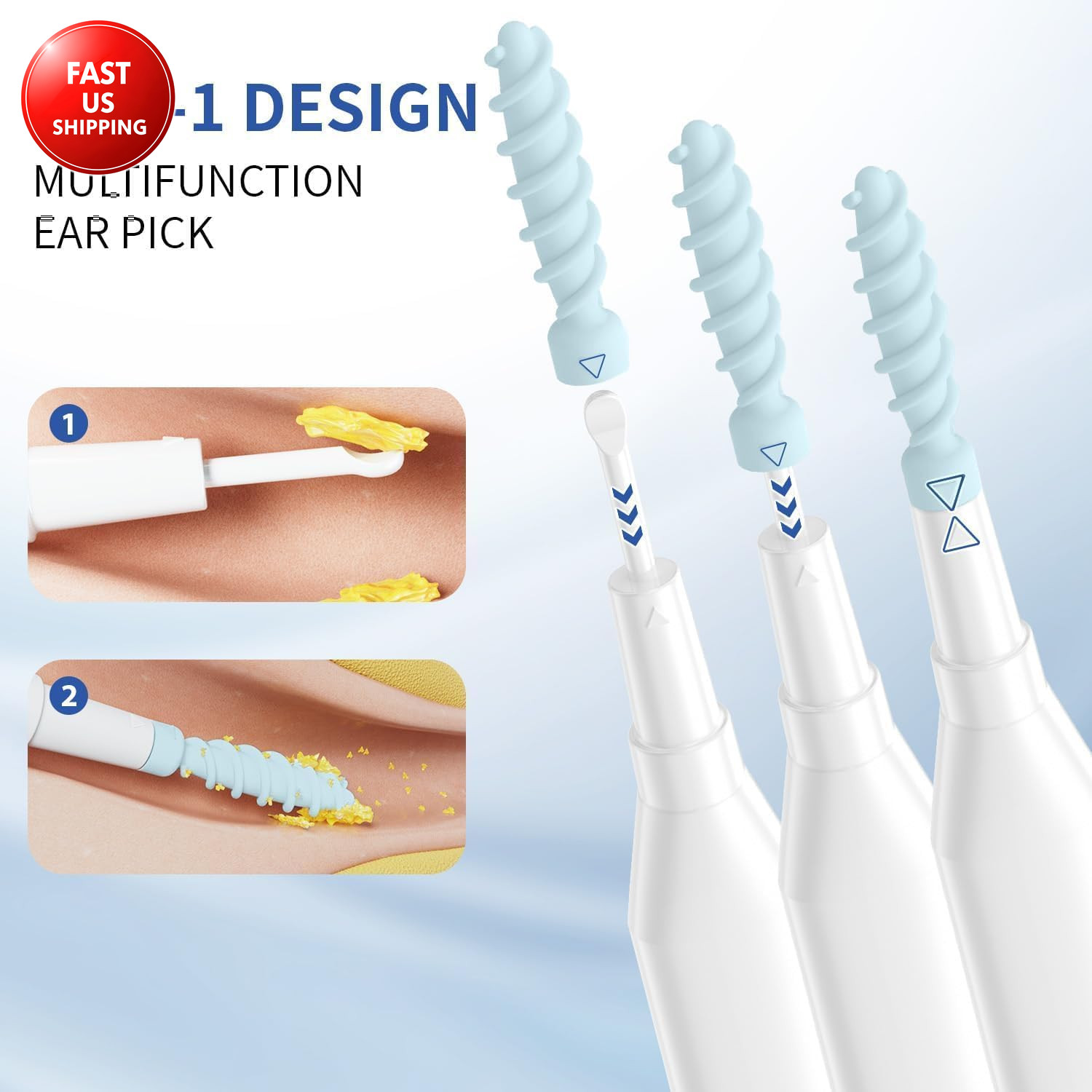 Ear Wax Removal Tool, Multifunctional Spiral Ear Cleaner, Q Grips Earwax Cleanin