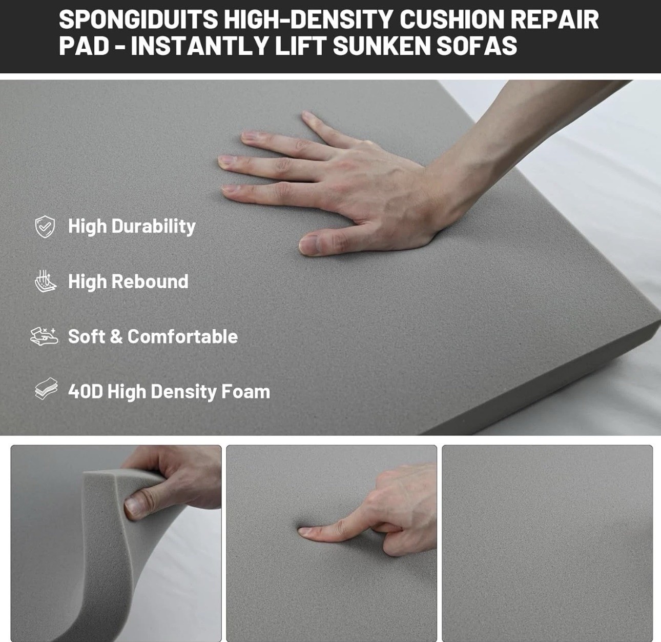 2 Couch Cushion Support for Sagging Seat 20" X 20" High Density Curved Foam Sofa