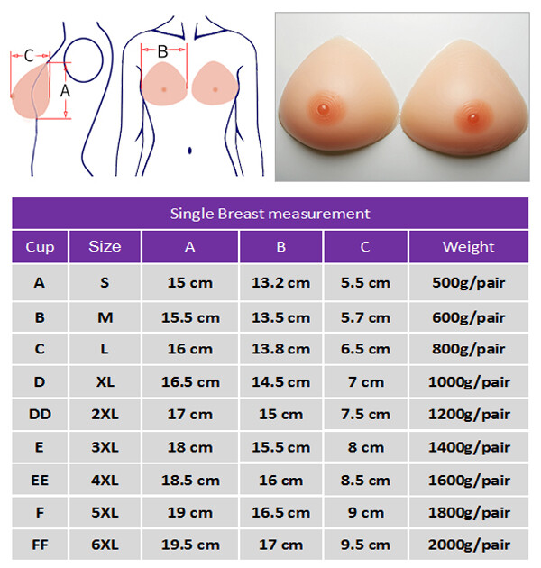 Full Silicone Breast Forms AA-FF Cup Self-Adhesive Triangle Breasts Crossdresser