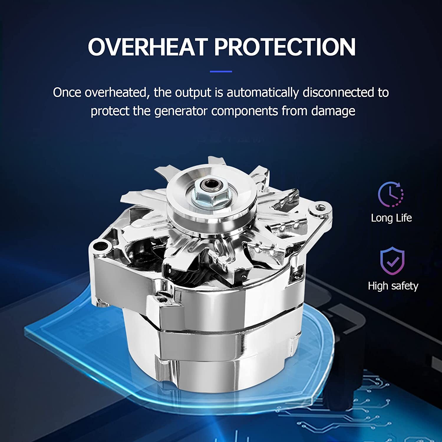 Alternator for 110Amp Chrome 1 Wire Self Exciting Street Rod GM 305 350 BBC SBC