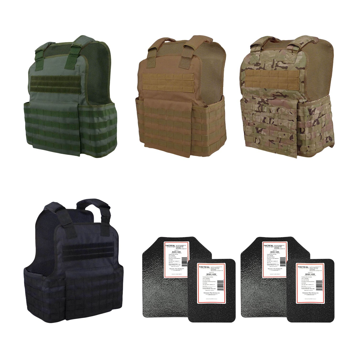 Tactical Scorpion 4 Pc Level III+ / AR500 / RF2 Body Armor Plates Muircat Vest