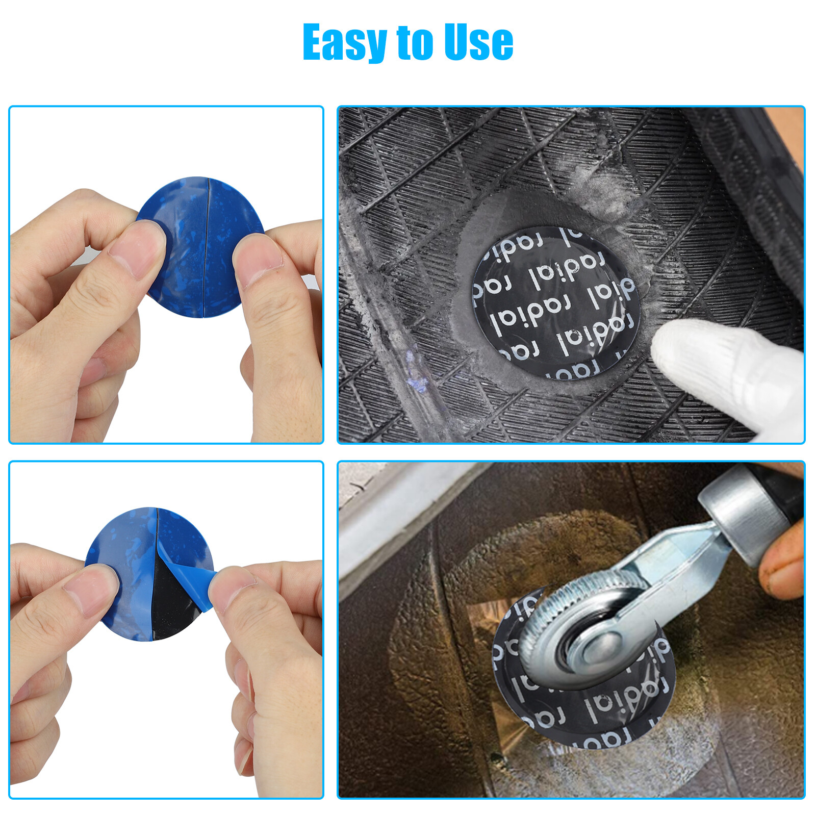 100 PCS Medium Size 1- 3/4" Round Radial Rubber Car Tire Repair Tyre Patches Kit
