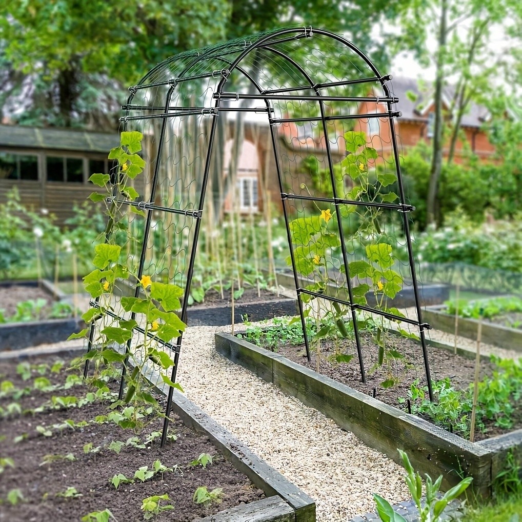 Garden Trellis Tall Cucumber Trellis Arch for Climbing Plants w/ Trellis Netting