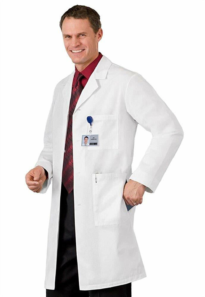 New Men's Full-Length Lab Coat white, blue, navy, green