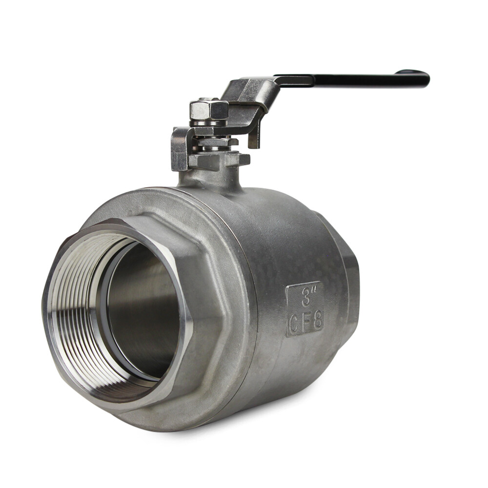 3" 2-Piece Full Port Ball Valve, Stainless Steel, NPT Threaded SS, 1000 WOG