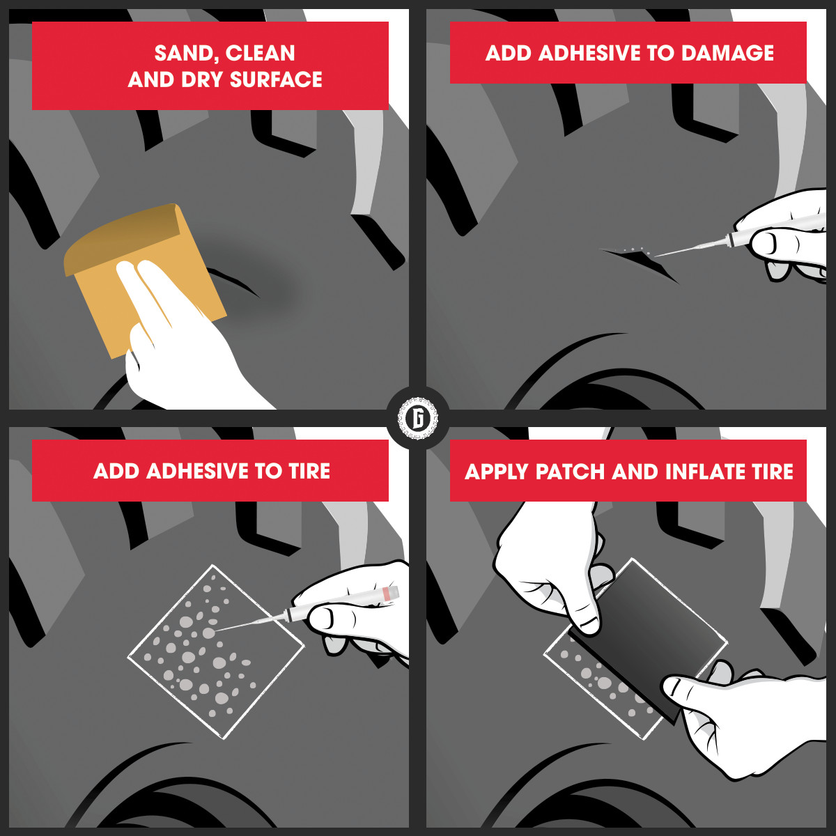 GlueTread Off road External Sidewall Repair Patch Kit for Tubeless Tires ATVUTV