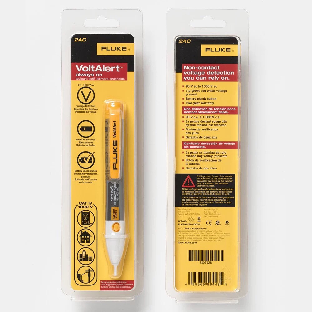 Fluke 2AC 90-1000V Non-contact Voltage Tester ACV Detector CAT IV Voltalert