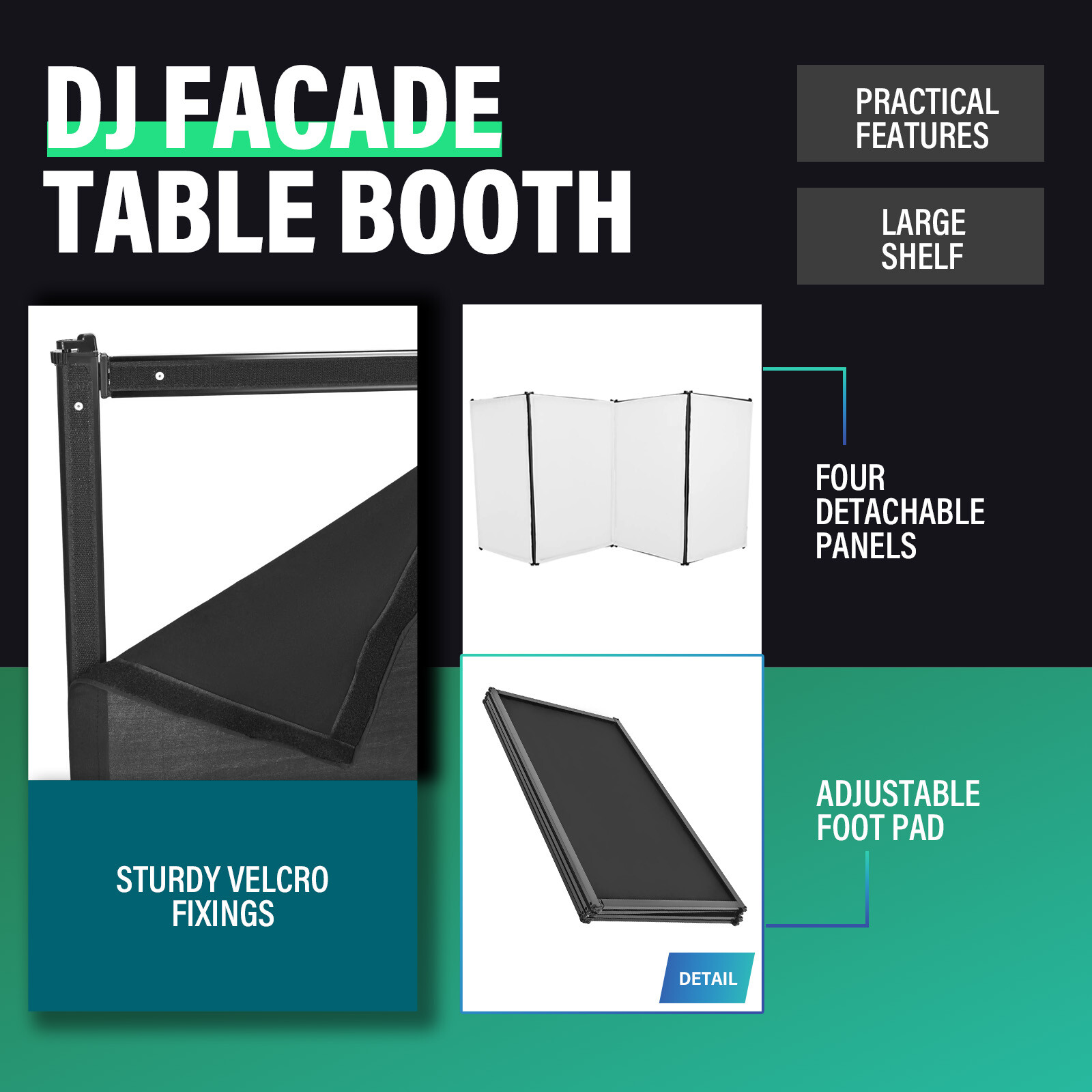 48"x 25" White+Black DJ Foldable Facade Portable Event Booth Panels w/Carry Bag