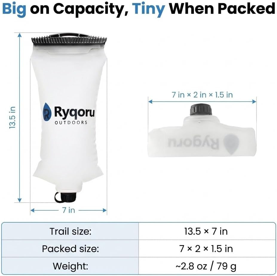 2L Collapsible Water Bag, 28Mm Thread TPU Hydration Canteen Compatible with Sawy