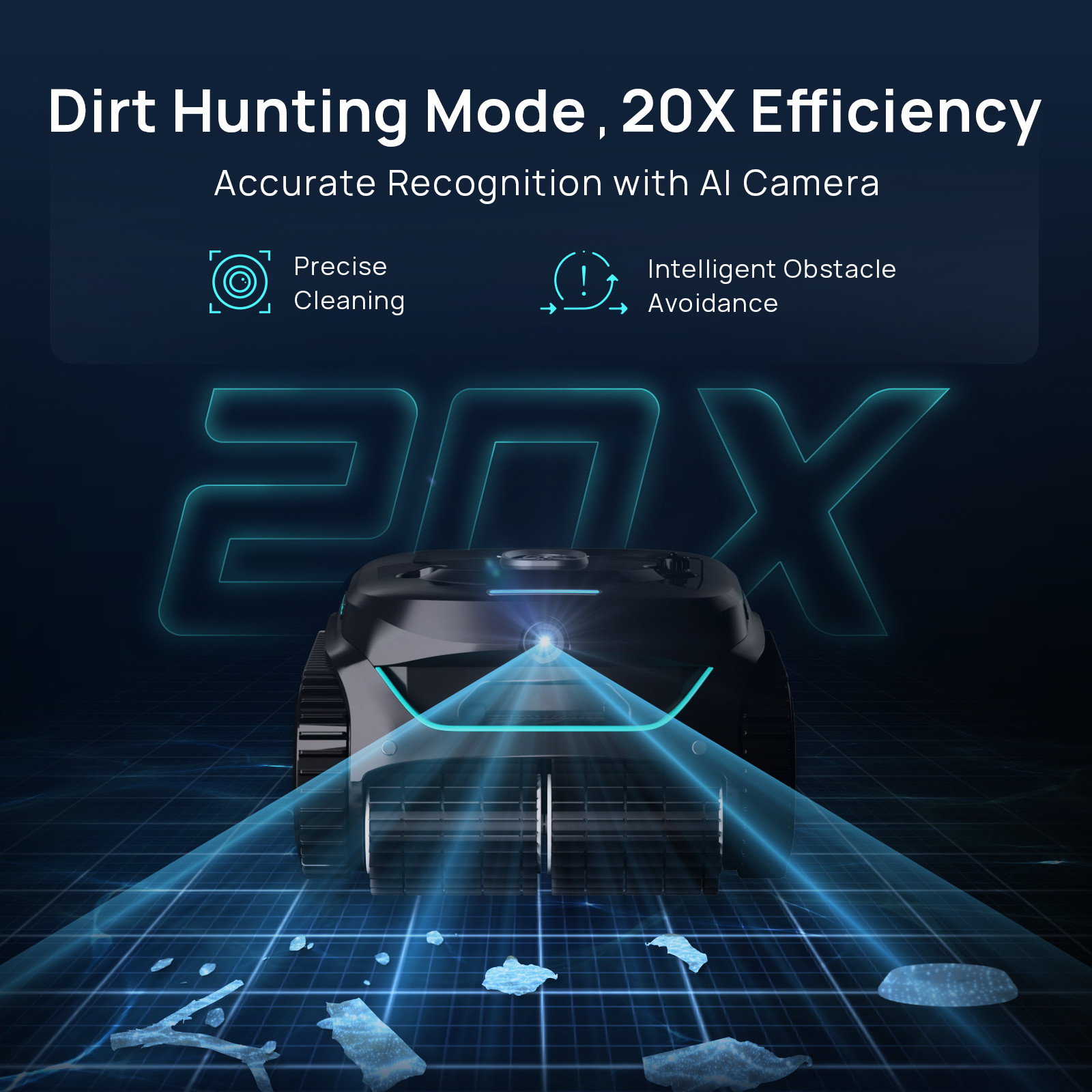 WYBOT C2 Vision Pool Robot Vacuum, Debris Detection with AI Camera,8-in-1 Master