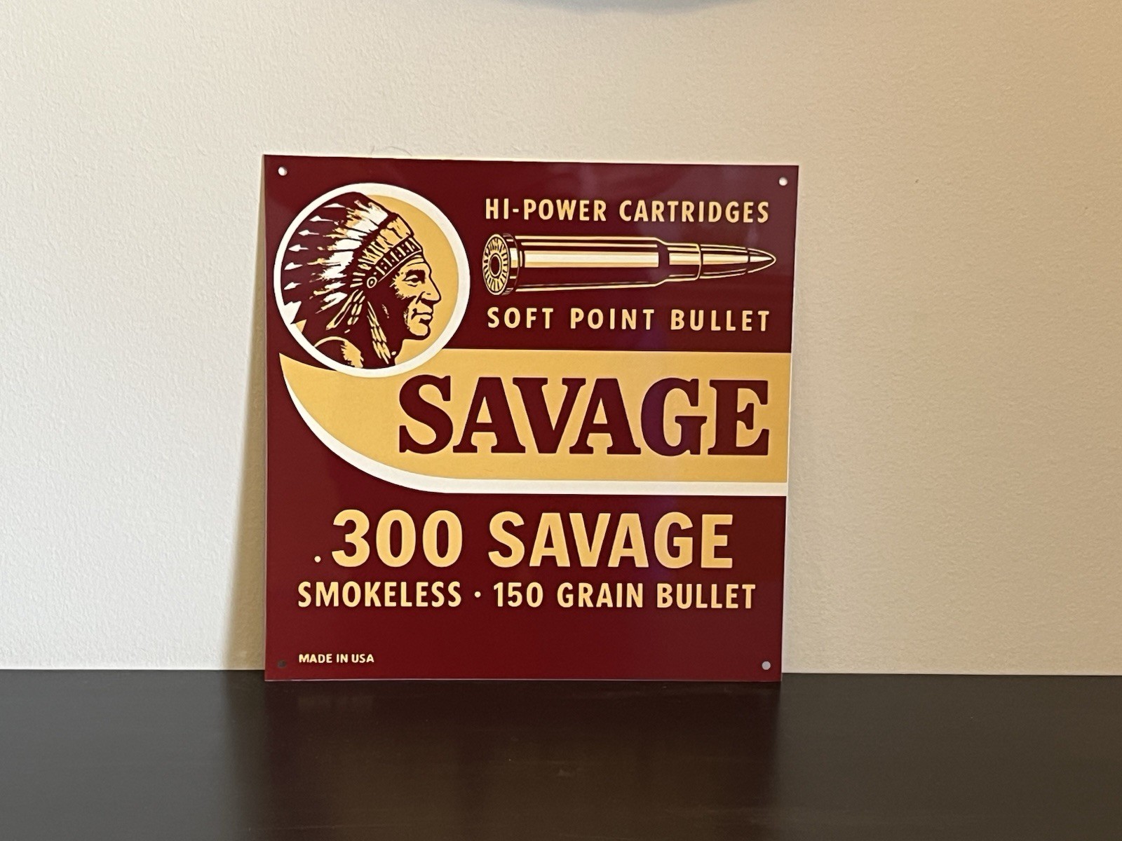 Savage 300 150 Grain Bullet  Ammunition Advertising  Vintage Style Metal Sign