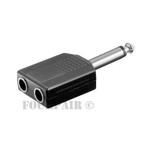5 Pack - 1/4" Dual Mono Female to 6.35mm Mono Male Plug Audio Y Splitter Adapter