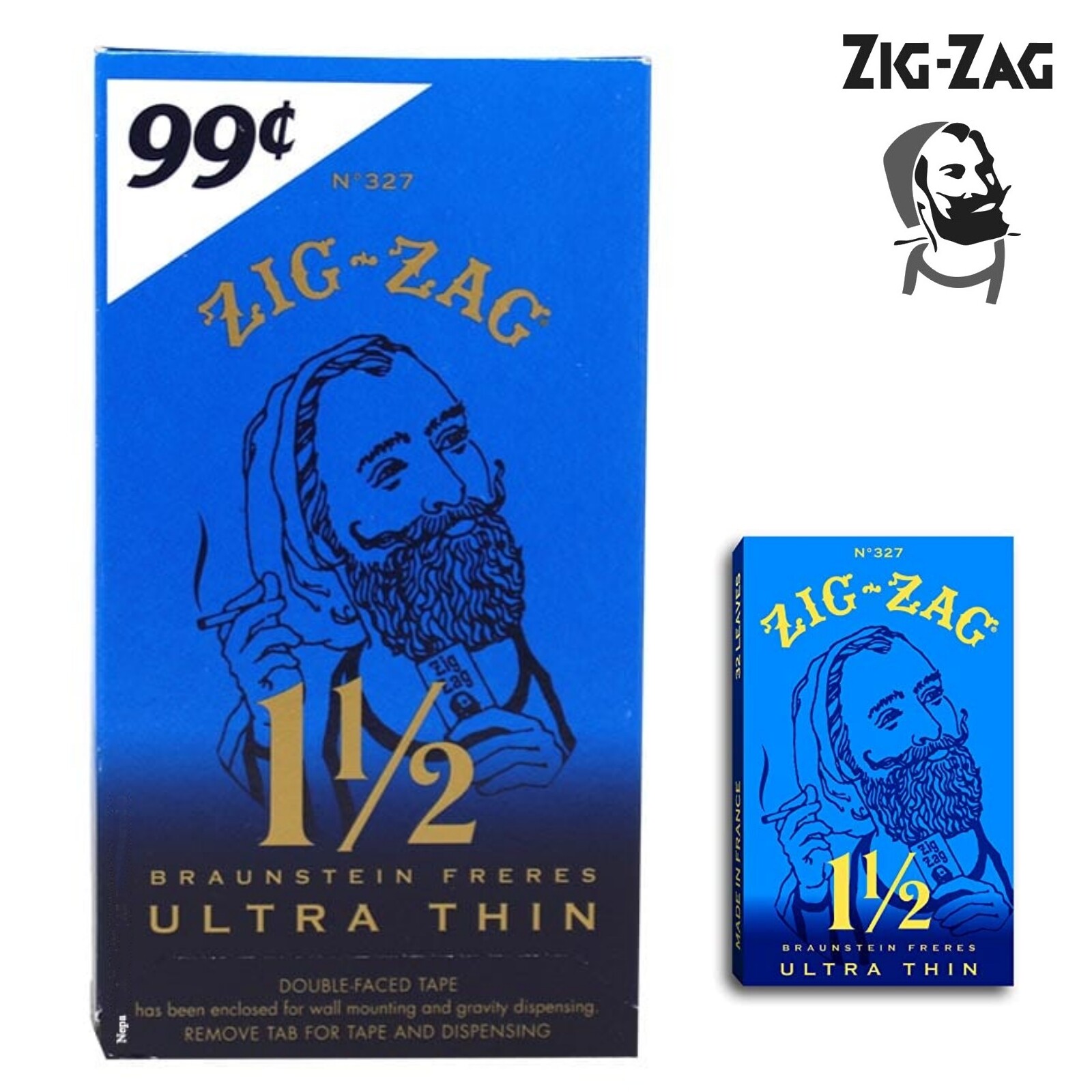 Full Box Zig Zag Ultra Thin 1 1/2 1.5 Rolling Papers 24 Booklet (32 Paper Each)
