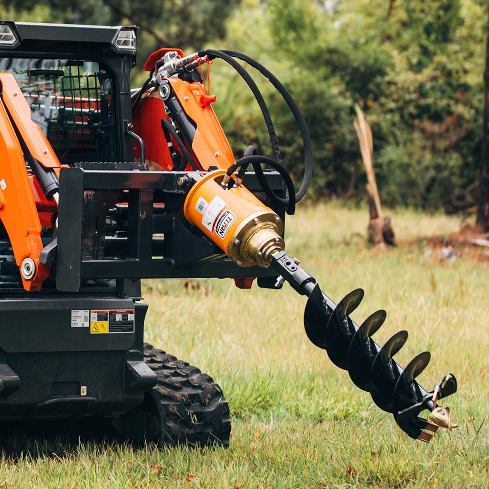 Titan Attachments Skid Steer Hydraulic Auger Attachment with 18" Auger Bit