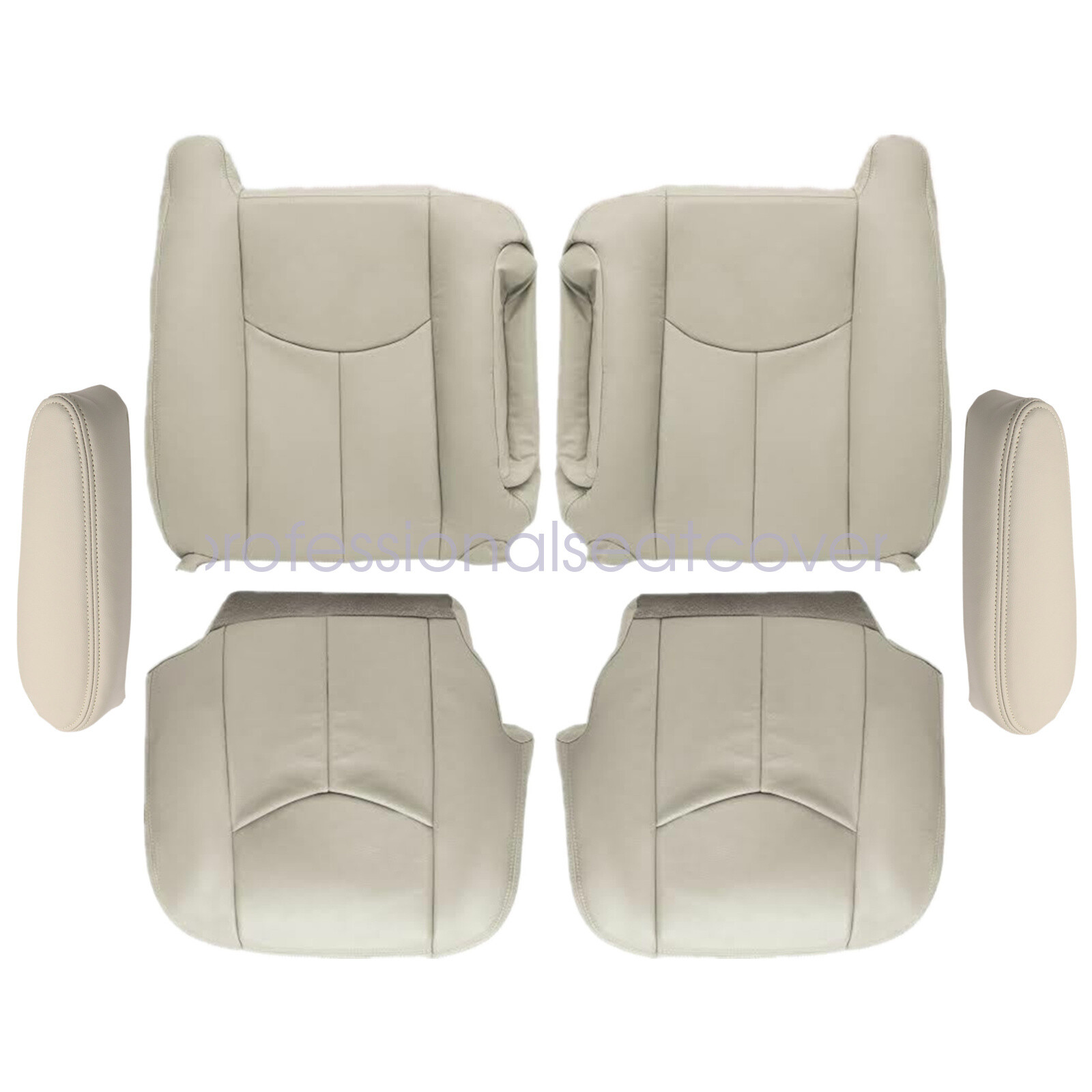 For 2003 2004 2005 2006 Chevy Tahoe GMC Yukon Front Leather Seat Cover Light Tan