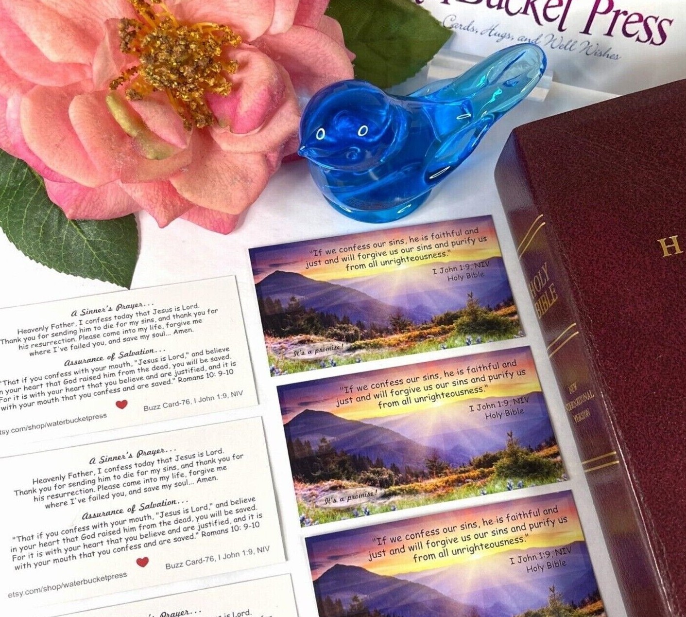 Pocket Prayer Cards, Bible Scripture Cards, A Sinner's Prayer Romans 10:9