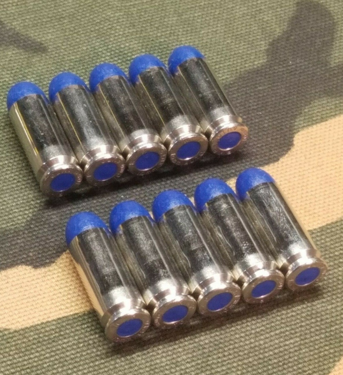 10MM SNAP CAPS SET OF 10, BLUE AND NICKEL, REAL 200gr WEIGHT!!!