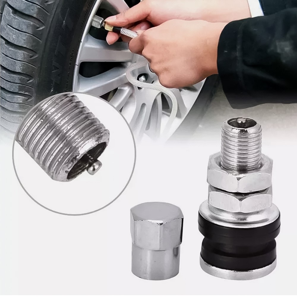 4 PCS Valve Flush Mount Metal Chrome Tire Valve Stems High Pressure Bolt